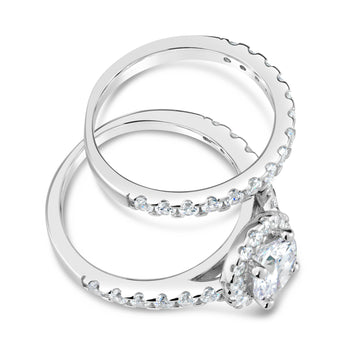Sterling Silver Zirconia 2 Ring Set