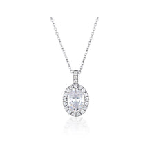 Load image into Gallery viewer, Georgini Sterling Silver  Zirconia Halo Oval Pendant On Chain