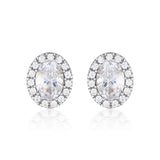 Sterling Silver Georgini Zirconia Halo Oval Stud Earrings