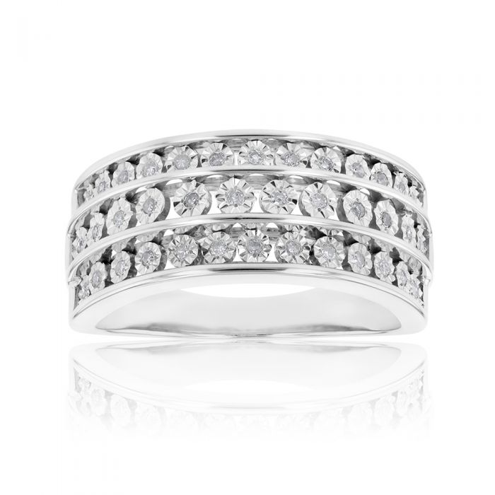 Sterling Silver 15 Points Diamond Dress Ring
