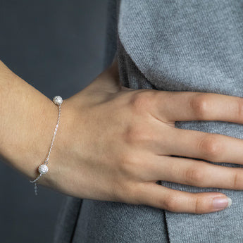 Sterling Silver Multi Ball and Chain Bracelet