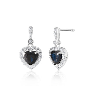Sterling Silver Zirconia Heart Stud Drop Earrings