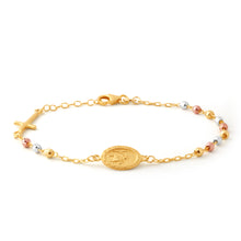 Load image into Gallery viewer, Sterling Silver and Gold Plated Oval Medallion and Cross Bracelet