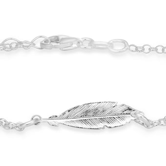 Sterling Silver 25cm Feather Anklet