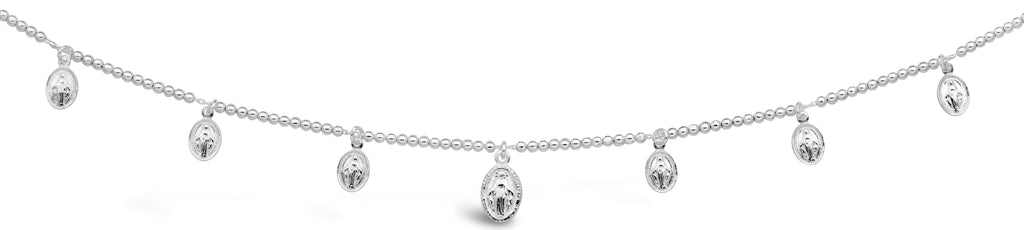 Sterling Silver 47cm Miraculous Mary Medallion Necklet