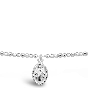 Sterling Silver 47cm Miraculous Mary Medallion Necklet