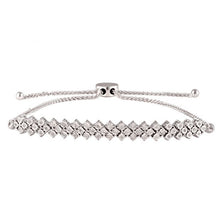 Load image into Gallery viewer, Sterling Silver 15 Points Diamond Bracelet with 52 Brilliant Cut Diamonds