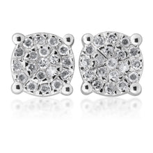 Load image into Gallery viewer, Sterling Silver Diamond Stud Earrings with Brilliant Cut Diamonds and 1 Carat &quot;LOOK&quot;