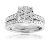Sterling Silver 1/3 Carat Diamond Bridal Ring Set