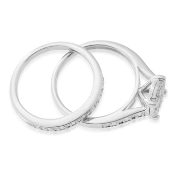 Sterling Silver 1/3 Carat Diamond Bridal Ring Set