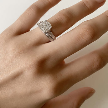 Sterling Silver 1/3 Carat Diamond Bridal Ring Set