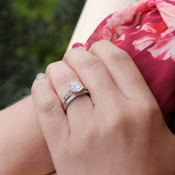 Sterling Silver 1/3 Carat Diamond Bridal Ring Set