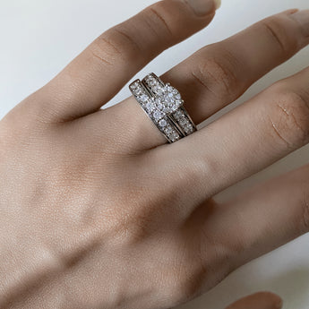 1/2 Carat Diamond 2-Ring Bridal Set in Sterling Silver