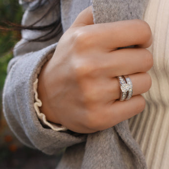 1/2 Carat Diamond 2-Ring Bridal Set in Sterling Silver