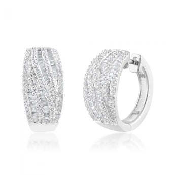 Sterling Silver 1 Carat Diamond Hoop Earrings