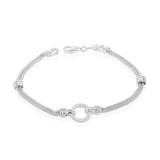 Sterling Silver Double Snake and Disc Bracelet