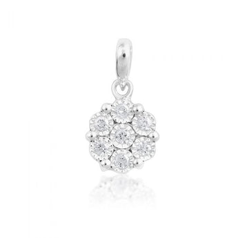 Sterling Silver Diamond  Pendant on 46cm Chain