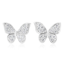 Load image into Gallery viewer, Sterling Silver Zirconia Butterfly Stud Earrings