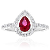 Sterling Silver Created Ruby and Zirconia Set Ring *Resize 1-2 Sizes Up*