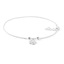 Load image into Gallery viewer, Sterling Silver Open 4 Leaf Clover 24cm Anklet