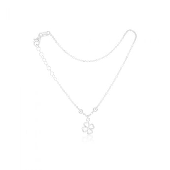 Sterling Silver Open 4 Leaf Clover 24cm Anklet