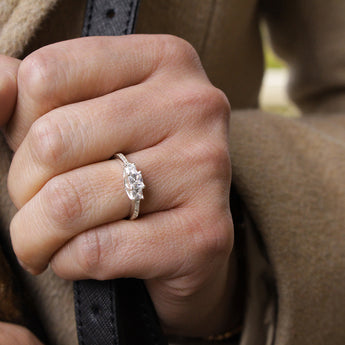 Sterling Silver Zirconia Princess Cut Trilogy Ring
