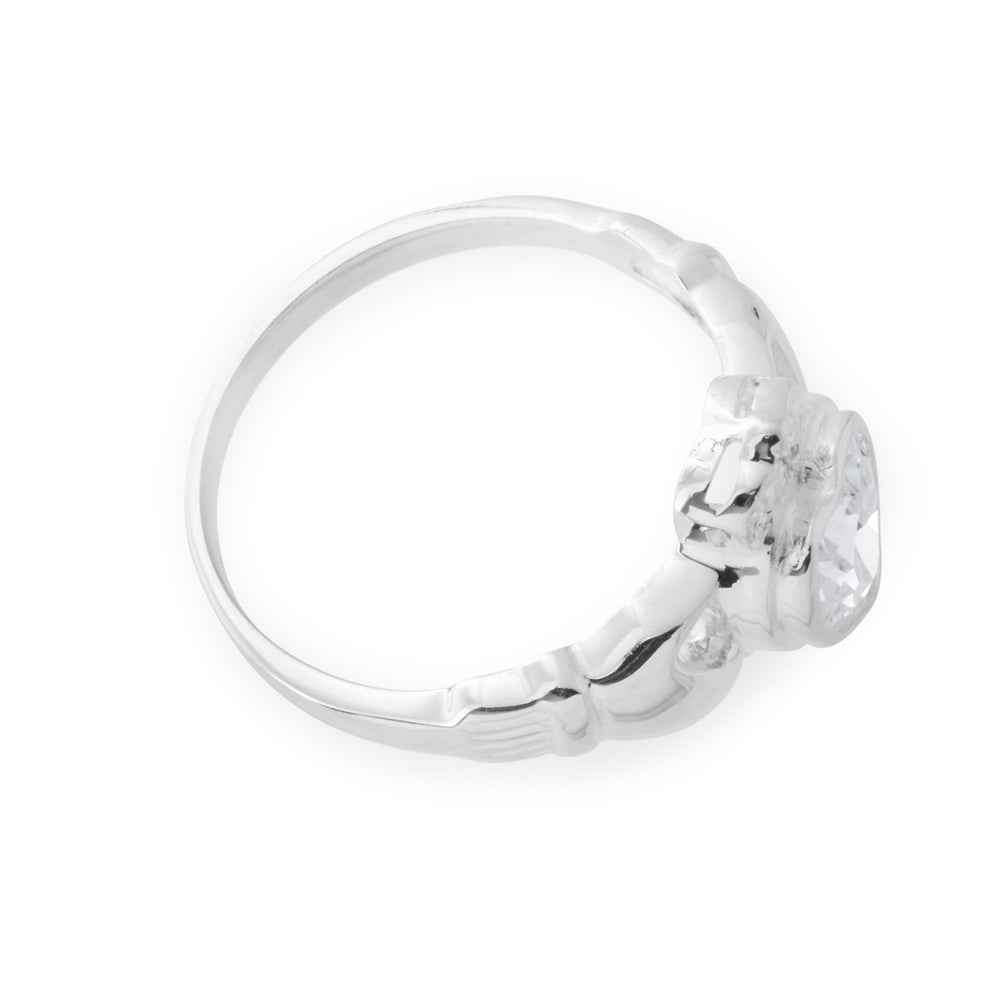 Sterling Silver Zirconia Claddagh Ring