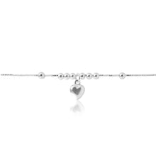 Load image into Gallery viewer, Sterling Silver Beads with Heart Drop Anklet