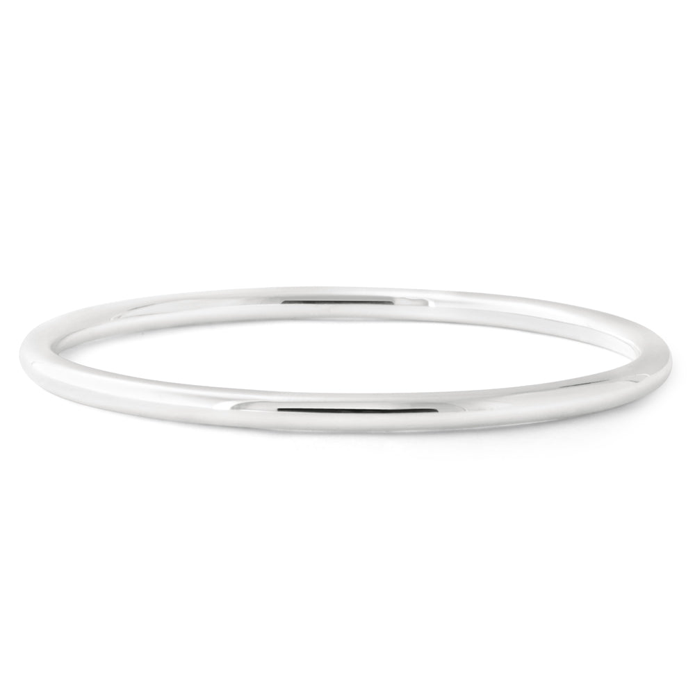 Sterling Silver Solid 4mm x 65mm Round Golf Bangle