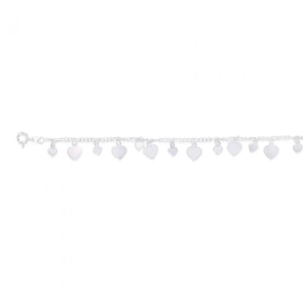 Sterling Silver 25cm Multi Heart Charm Anklet