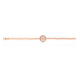 Sterling Silver Rose Plated 19cm Fancy Zirconia Disc on Belcher Bracelet