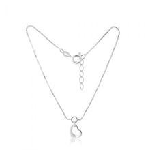 Load image into Gallery viewer, Sterling Silver Open Heart Charm 25cm Box Link Anklet