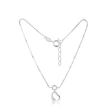 Sterling Silver Open Heart Charm 25cm Box Link Anklet
