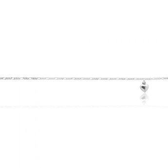 Sterling Silver Heart Charm 25cm Figaro Anklet