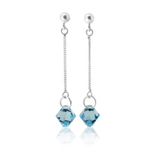 Load image into Gallery viewer, Sterling Silver Crystal Blue Bead Stud Drop Earrings