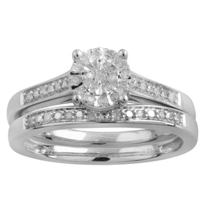1/5 Carat Diamond Bridal Ring Set in Sterling Silver