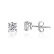 Load image into Gallery viewer, Sterling Silver 5mm 4 Claw Zirconia Stud Earrings