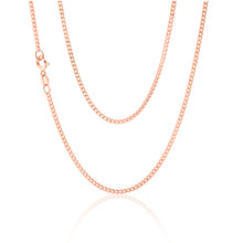 Load image into Gallery viewer, Sterling Silver Rose Plated 40 Gauge 50cm Curb Dicut Chain