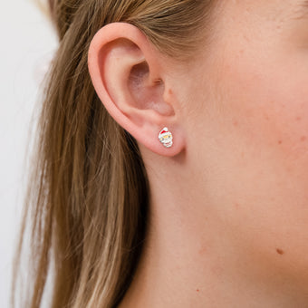 Sterling Silver Father Christmas Stud Earrings