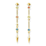 Sterling Silver Gold Plated Thomas Sabo Paradise Long Stud Earrings