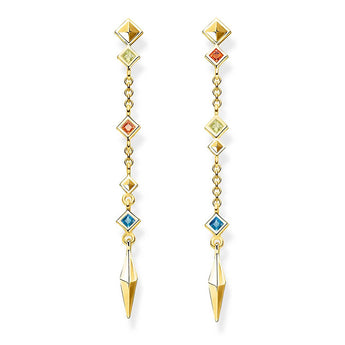 Sterling Silver Gold Plated Thomas Sabo Paradise Long Stud Earrings