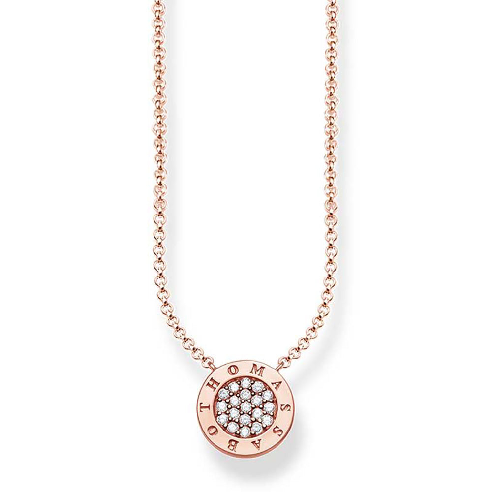 Sterling Silver Rose Gold Plated Thomas Sabo Classic Pave Necklace