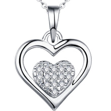 Load image into Gallery viewer, Sterling Silver Zirconia Dual Heart Pendant