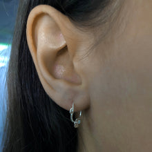 Load image into Gallery viewer, Sterling Silver Flower on Hoop Earrings