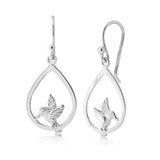 Sterling Silver Hummingbird Drop Earrings