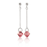 Sterling Silver Crystal Pink Bead Drop Earrings