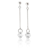 Sterling Silver Crystal White Bead Drop Earrings