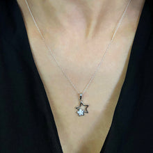 Load image into Gallery viewer, Sterling Silver Double Star Zirconia Pendant