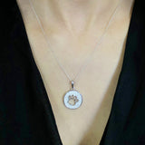 Sterling Silver Paw Print Zirconia Disc Pendant