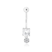 Load image into Gallery viewer, Sterling Silver Belly Bar Zirconia Ball Drop